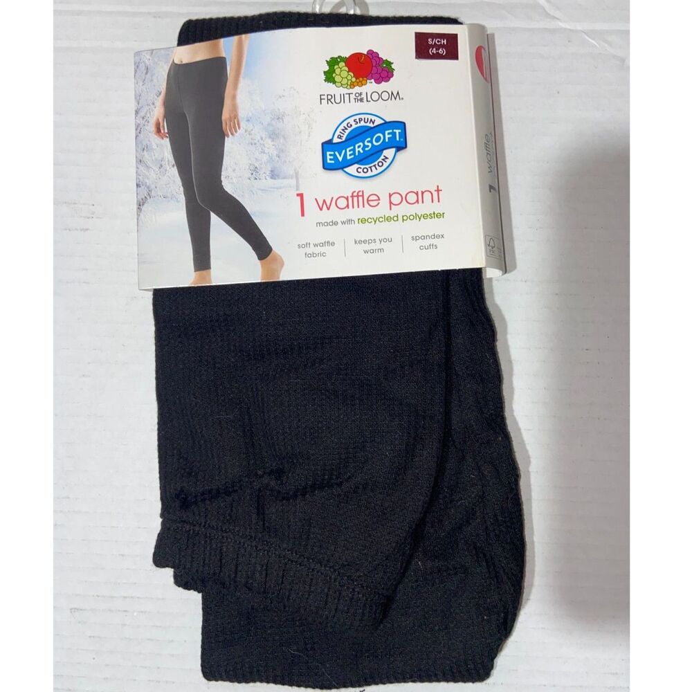 Fruit of the Loom EverSoft Women's Waffle Pants Size Small Black NEW!